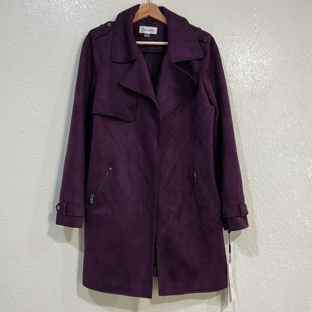 CALVIN KLEIN WOMENS RICH PURPLE UPHOLSTERY FABRIC JACKET SZ 14 NEW
